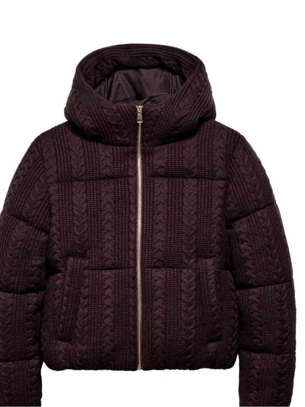 Zara Women's Cable-Knit Puffer Jacket